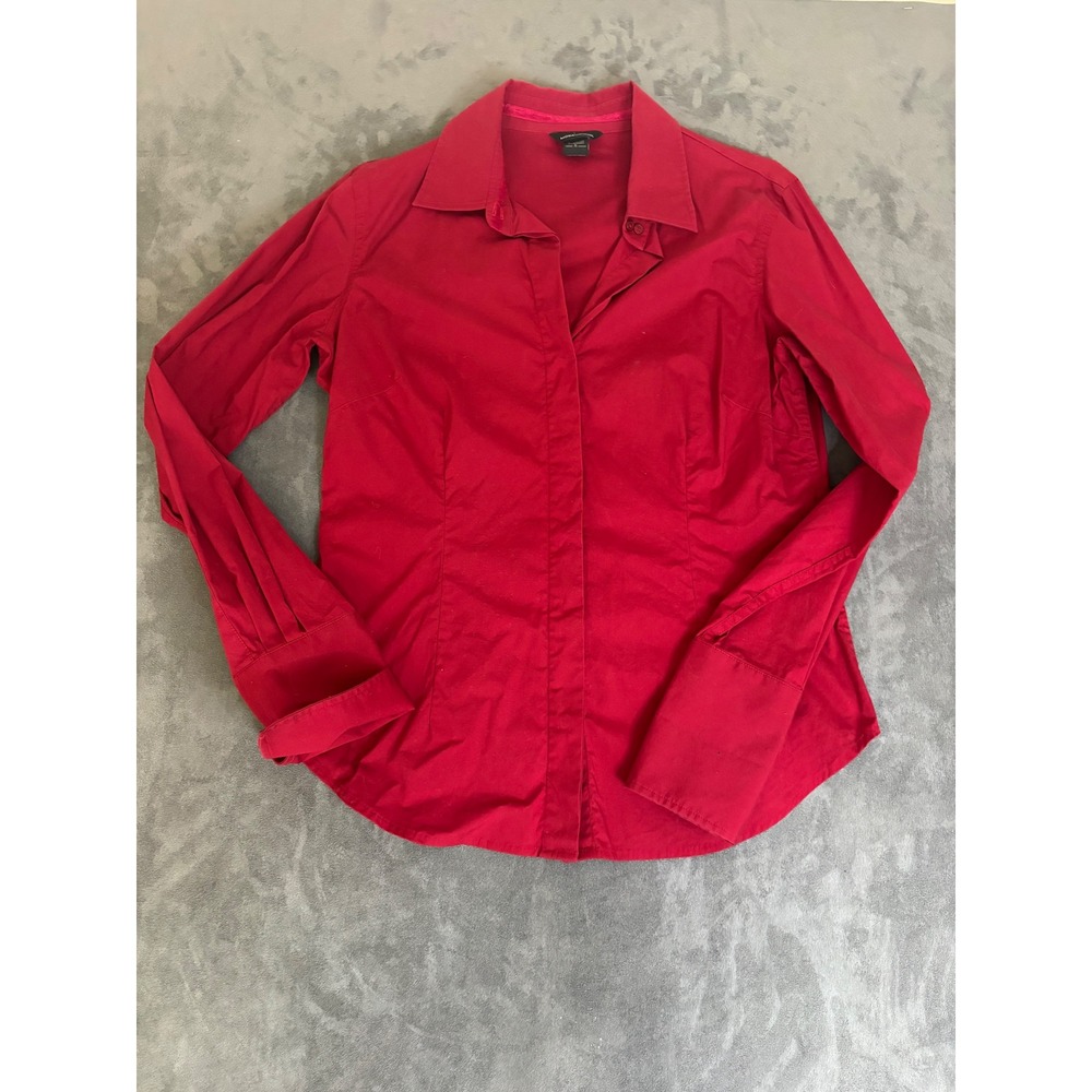 VTG Y2k Mod Red Button Down Shirt Long Sleeve Large